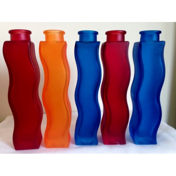 Five Frosted Curvy Vases