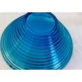 Aqua Blue Ribbed Glass Bowl