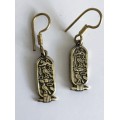 Copper Earrings Cartouche Lion