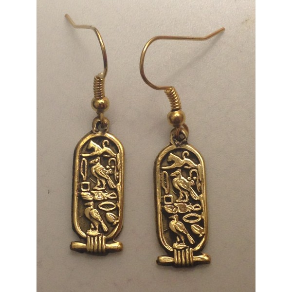 Copper Earrings Cartouche Lion