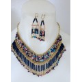 Copper Necklace and Earrings Stone Beads