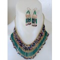 Copper Necklace and Earrings Stone Beads