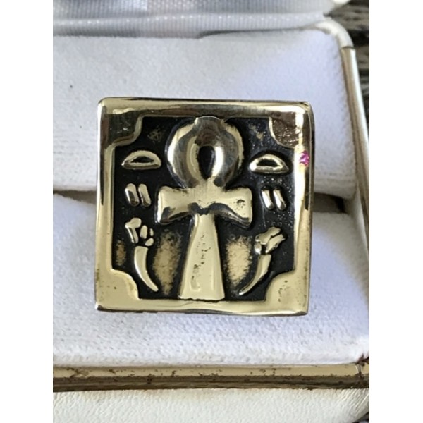 Copper Ring Ankh Square
