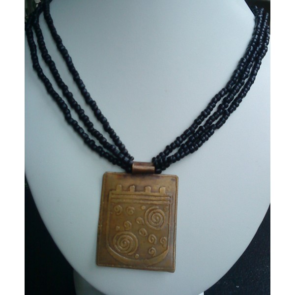Copper Necklace Carre 3R Blk 