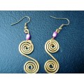 Copper Earrings S Purple Bead