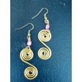 Copper Earrings S Purple Bead