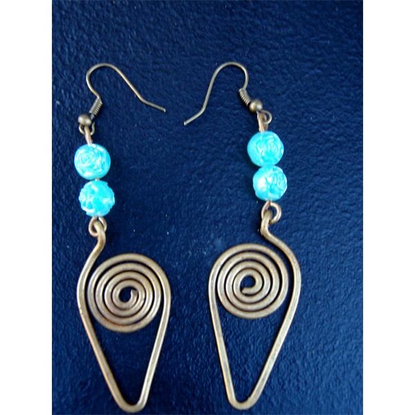 Copper Earrings Cone 2 B