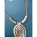 Copper Necklace Oval Swirl