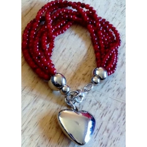 Coral Heart Bracelet