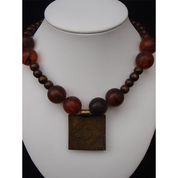 Copper Necklace Diamond in Square