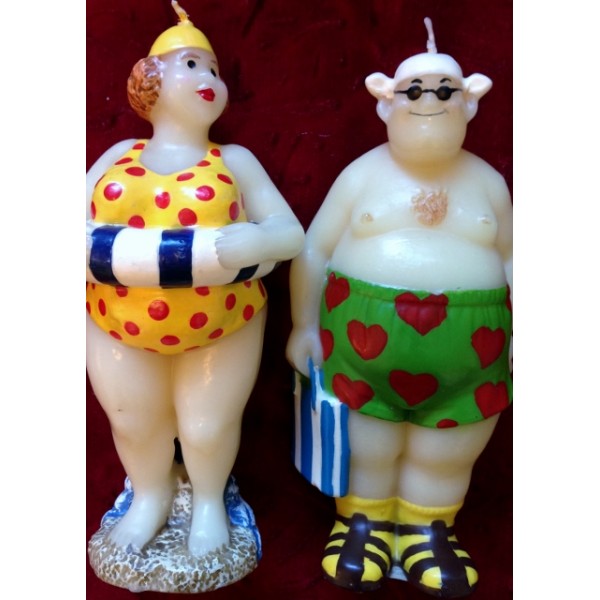 Duo Bathers Candles Figurine