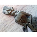 Brass Plaque Lady with Umbrella