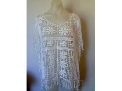 F4 White Cotton Poncho