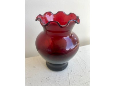Ruby Ruffle Hand-Blown Glass Vase Ruby Ruffle Hand-Blown Glass Vase