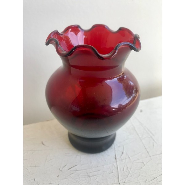 Ruby Ruffle Hand-Blown Glass Vase Ruby Ruffle Hand-Blown Glass Vase