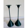Green Pillars Candle Holders