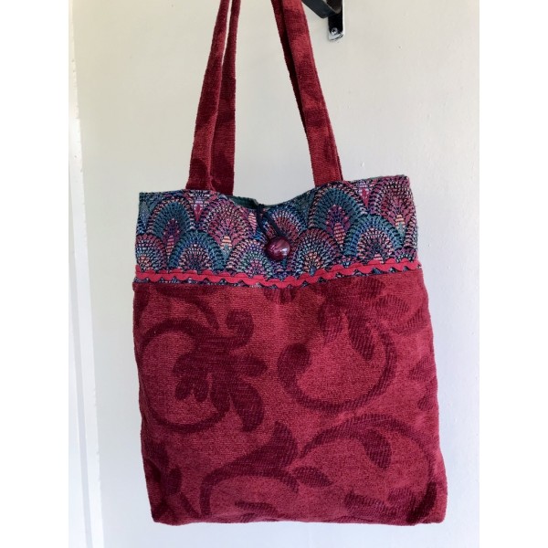 B4 Burgundy Tapestry Tote