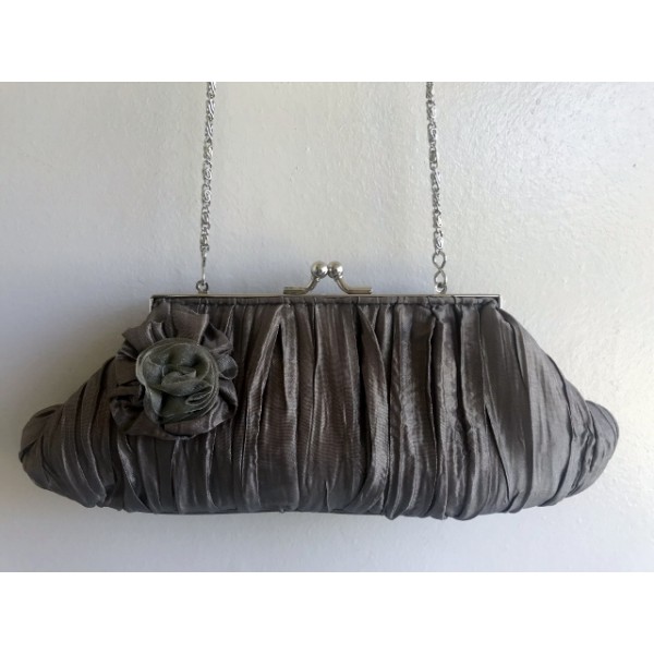Rose Olive Pleated Clutch