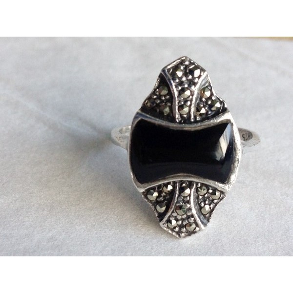 Silver Ring - Black Onyx Sparks