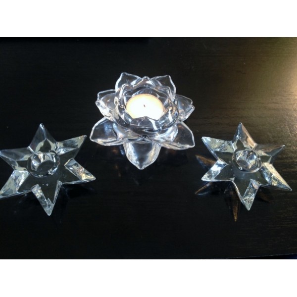 Stars and Rose Trio Candle Holders  