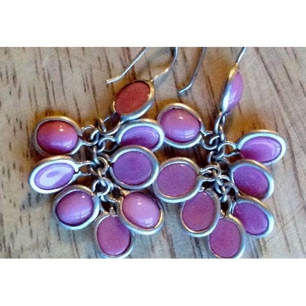 Silver Earrings - Pink