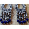 Silver Earrings - Blue Pillars