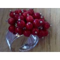 Silver Ring - Red Black or Blue Berries
