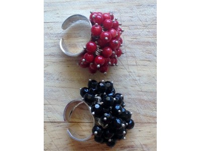 Silver Ring - Red Black or Blue Berries