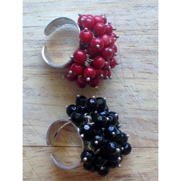 Silver Ring - Red Black or Blue Berries
