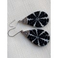 Silver Earrings - Black Spider
