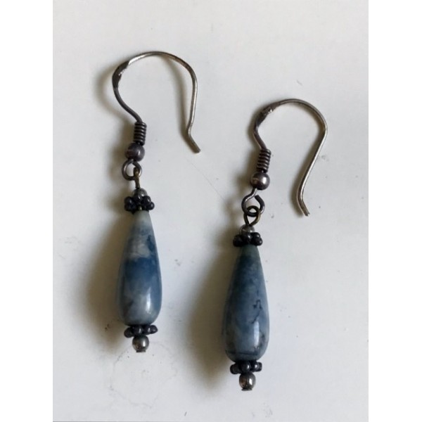 Silver Earrings - Marble