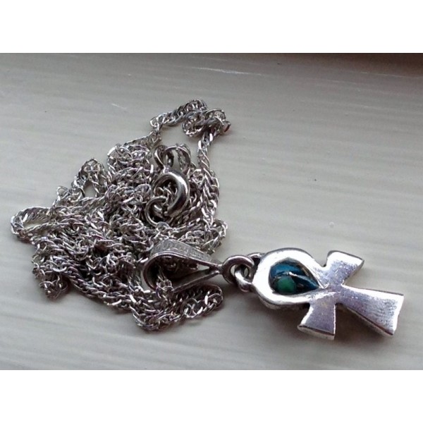 Silver Pendant - Ankh Crown Chakra