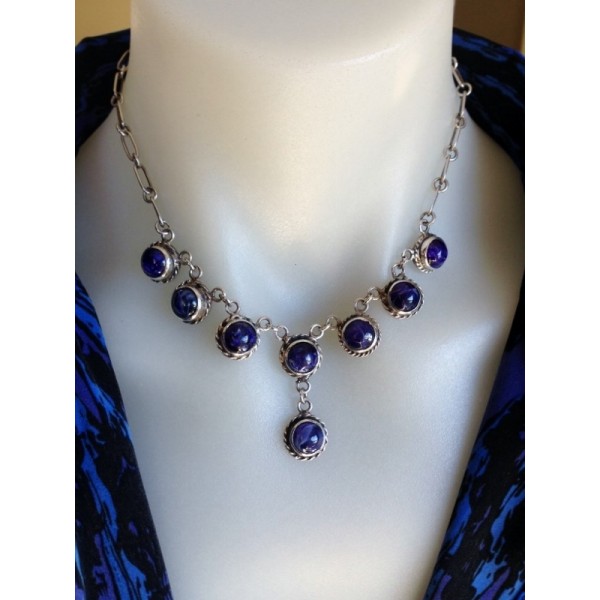 Silver Necklace - Blue Lapis Lazuli Set of 3
