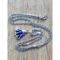 Silver Pendant - Lotus Blue Flower