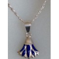 Silver Pendant - Lotus Blue Flower
