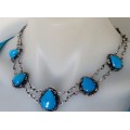 Silver Necklace - Turquoise Set of 4