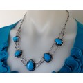 Silver Necklace - Turquoise Set of 4