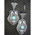 Silver Earrings - Blue Stingray