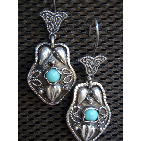 Silver Earrings - Blue Stingray